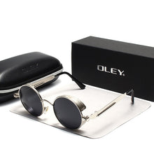 Load image into Gallery viewer, OLEY Brand Metal Round Steampunk Sunglasse