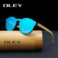 OLEY  Brand Bamboo Leg Color Film Sunglasses Women Classi
